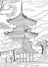 Temple Tempel Japoneses Japanischer Japonais Paisajes Favoreads Paysage Malvorlagen Coloriages Pagoda Japanische Buddhist Apprendre Dessiner раскраски Japonaise Kirtland Tradicionales Sold sketch template