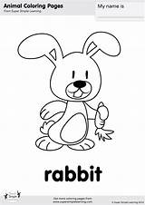 Rabbit Coloring Simple Super Esl Worksheets Pages Animals Flashcards Learning Flashcard sketch template
