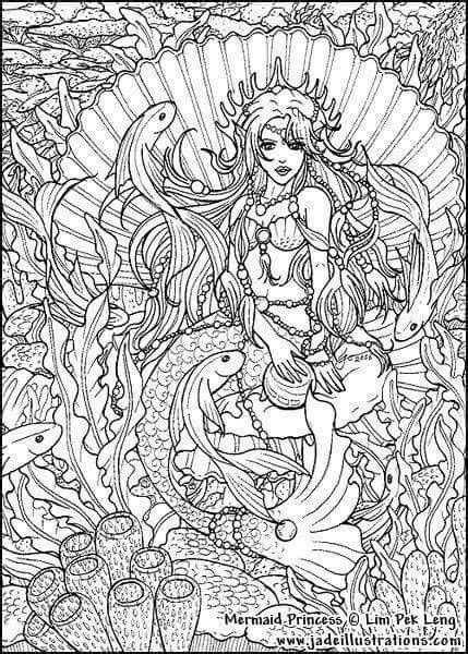mermaid coloring pages  grown ups printable coloring pages adult