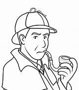 Holmes Sherlock Fumando Cachimbo Homem Detective Tudodesenhos Saci Netart Designlooter sketch template
