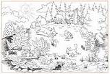 Coloring Forest Pages Kids Taiga Biome Deciduous Sheets Animals sketch template