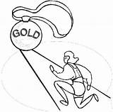 Coloring Medal Gold Olympic Games Place First Winner Won sketch template