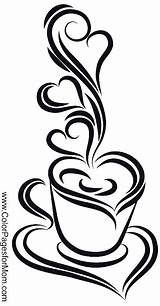 Coffee Coloring Pages Printable Stencils Cup Stencil Wood Burning Mug Color Patterns Silhouette Pattern Crafts Templates Adult Book Use Designs sketch template