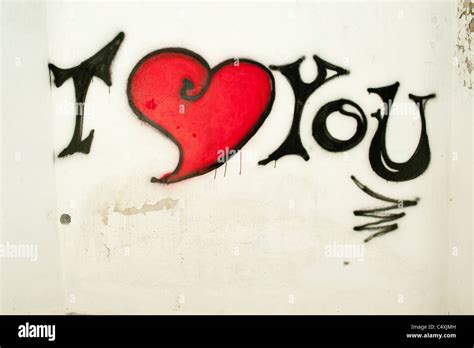 love  graffiti sign  white wall amalfi coast italy stock