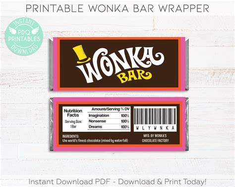 wonka bar wrapper printable