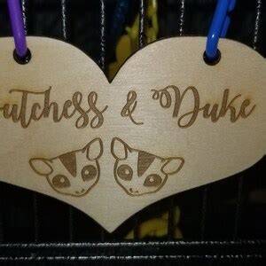 sugar glider cage tag personalized custom engraved wood etsy