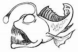 Fish Coloring Drawing Pages Sea Angler Deep Dragon Nemo Colouring Anglerfish Print Pencil Drawings Color Cool Aquarium Clipart Printable Sketch sketch template