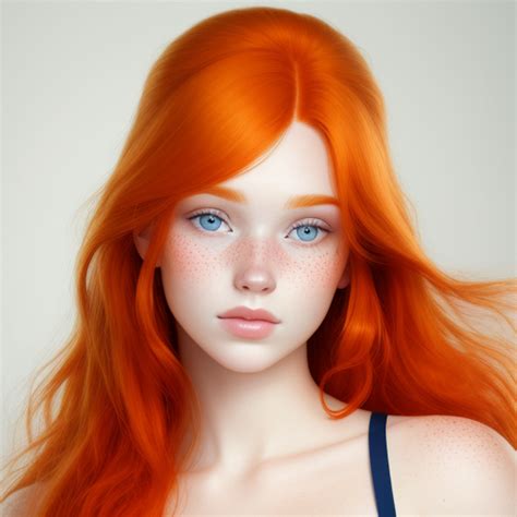 Hd Photo Realistic Beautiful Ginger Babe Alot Of Freckels