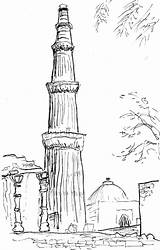 Minar Qutub Pencil Qutab Believed sketch template