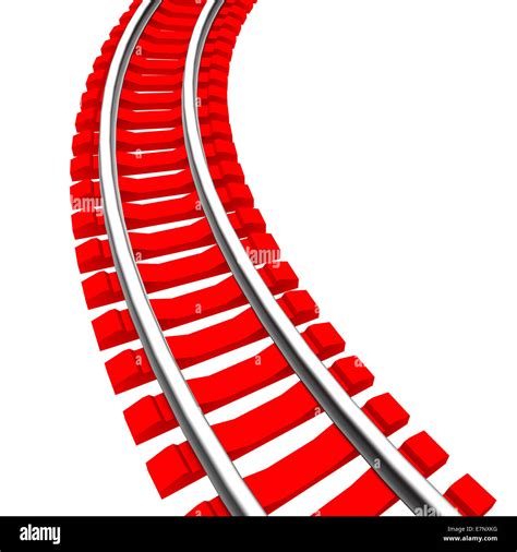 single curved railroad track isolated stock photo alamy