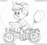 Bike Riding Boy Coloring Outline Clipart Illustration Balloon Attached Royalty Pages Rf Bannykh Alex Template Sketch sketch template