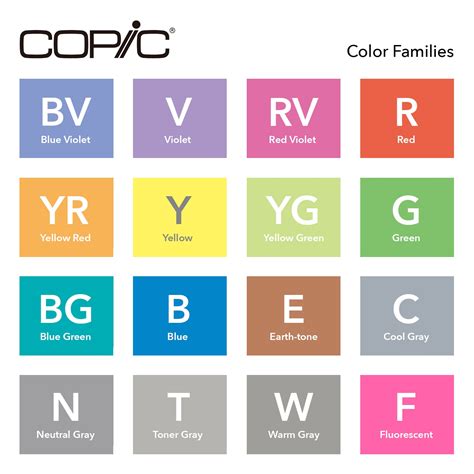 copic colors organized  named