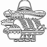 Fiesta Coloring Mexican Chili Maracas Playing National Food sketch template