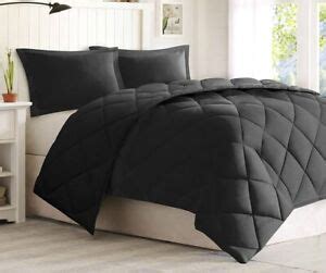 solid black pc comforter set twin xl full queen king bedding  stain resistant ebay