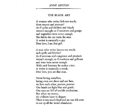 The Black Art Anne Sexton Romantic Poems Writing