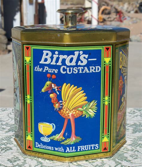 bird s custard tin canister 8 sided tin used empty bird s