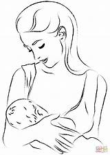 Coloring Pages Breastfeeding Mom Printable Drawing sketch template