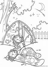 Coloring4free Camping Coloring Pages Family Girls Equipments sketch template