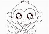 Coloring Monkey Baby Pages Cute Printables Kids Popular sketch template