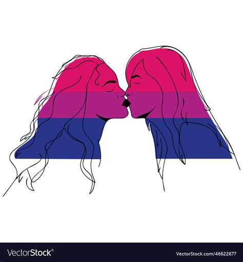 Bisexual Couple Kissing Royalty Free Vector Image