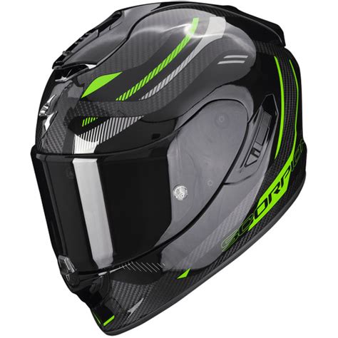 casco scorpion exo  evo carbon air kydra black green motocard