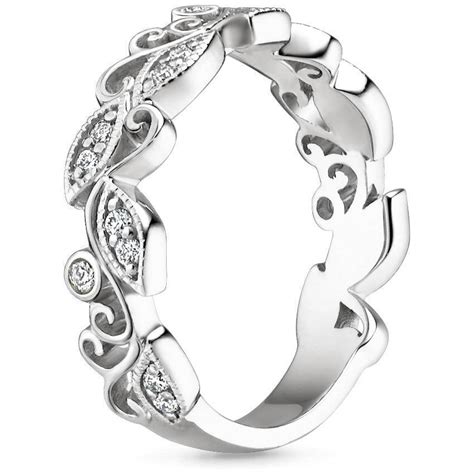 18k White Gold Ivy Scroll Diamond Ring Classic Diamond Ring Wedding