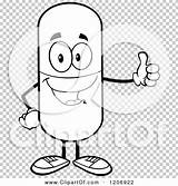 Mascot Pill Holding Happy Thumb Royalty Clipart Cartoon Vector Toon Hit sketch template