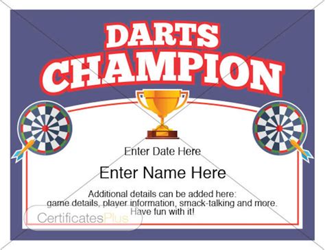 darts certificate darts award template darts dart board etsy  zealand