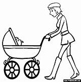 Baby Stroller Coloring Drawing Pages Pushing Cart Mom Carriage Template Online Sketch Clipartmag sketch template