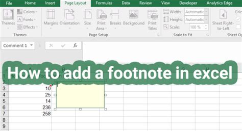 add  footnote  excel excelrow