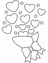 Coloring Pages Valentines Printable Bouquet Valentine Flower Print sketch template