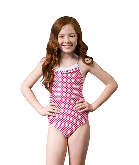 Retro Raspberry Bathers Girls Swimsuit Swimwear Bargains