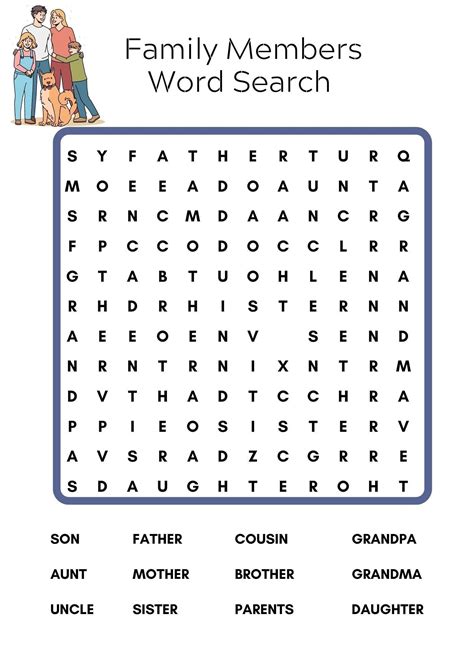 family members word search printable word search family game etsy