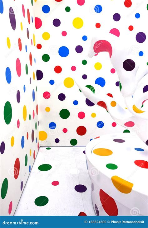 colorful polka dots installation art by japanese artist yayoi kusama