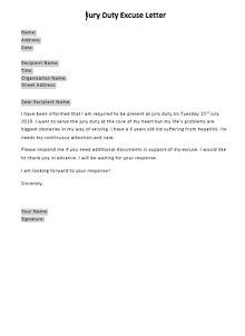 jury duty excuse letters templates excelshe
