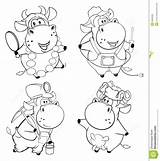 Clip Cows Coloring Cartoon Happy Book Preview sketch template