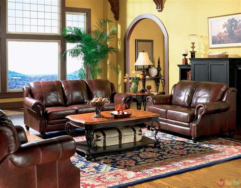 princeton genuine leather living room sofa loveseat tri tone brown