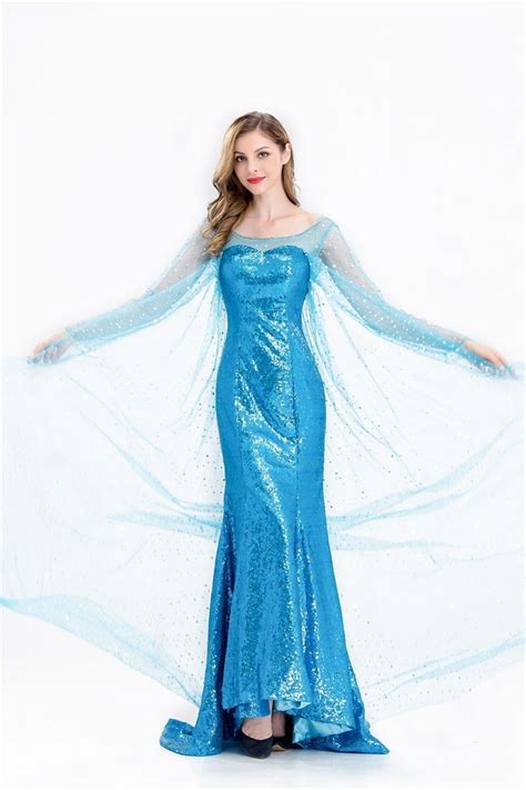 womens halloween frozen snow queen elsa fancy dress costume blue