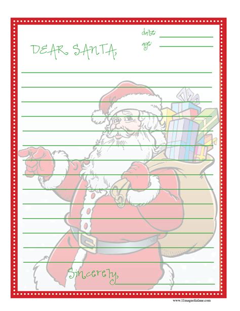 Free Printable Dear Santa Letter 11 Magnolia Lane