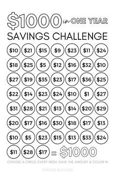 savings challenge  printable savings challenge money