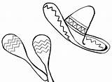 Coloring Sombrero Maracas Mexicano Colorare Cinco Disegni Sombreros Rasseln Ausmalbild Rumba Kleurplaat Mexiko Malbilder sketch template