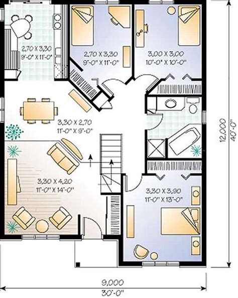 small european bungalow floor plan  bedroom  sq ft