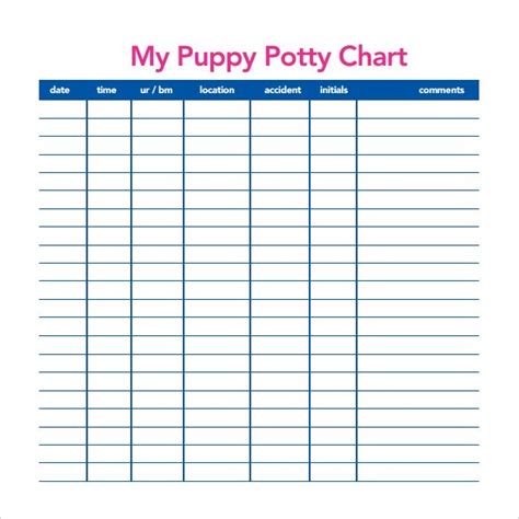 printable puppy potty training chart tamatha clay