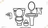 Coloring Pages Bathrooms Toilet Drawing Tub Bath Color sketch template