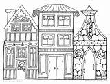 Coloring Village Christmas Pages Drawing Printable Villages Color Children Adult Adults Draw Drawings Houses Drawn Scenes Print Designlooter Google Book sketch template