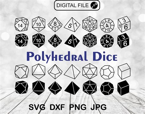 dnd dice bundle svg polyhedral dice svg digital  etsy