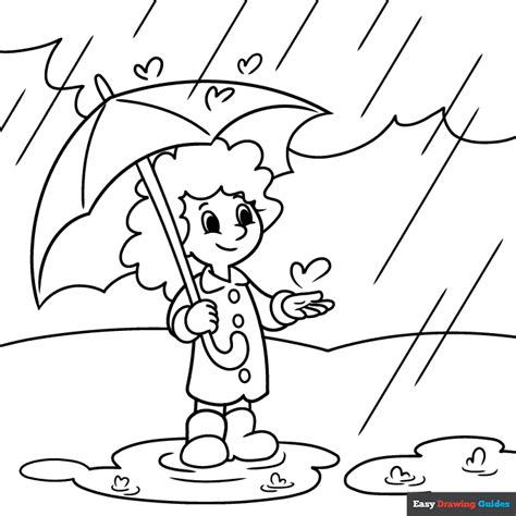 rainy day coloring page easy drawing guides