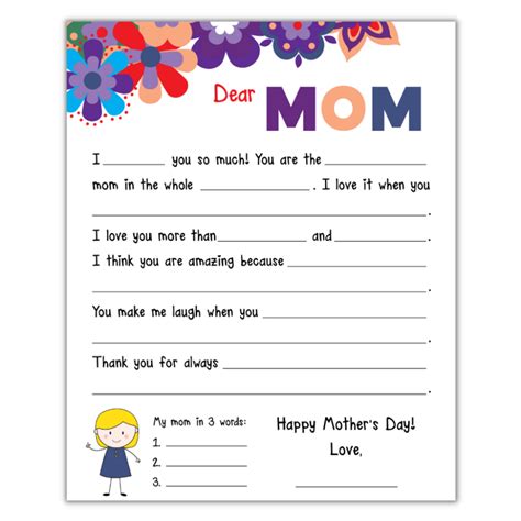 fill   blank mothers day letter  kids  storybook day letter