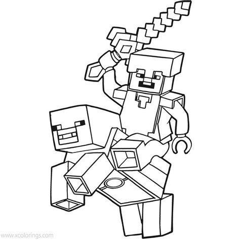 minecraft steve  diamond armor coloring pages