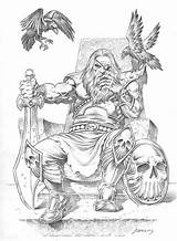 Odin Vikings Norse Warrior Wikinger Tatuajes Vikingos Thor Coloring Bleistift Mythologie Nordische Tatuaje Zeichnungen Nordica Disegni Símbolos Tatuaggio Guerreros Lineart sketch template